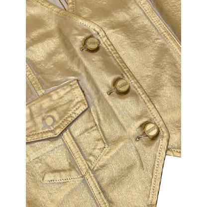 Ganni Gold Cotton Slevelless Jacket