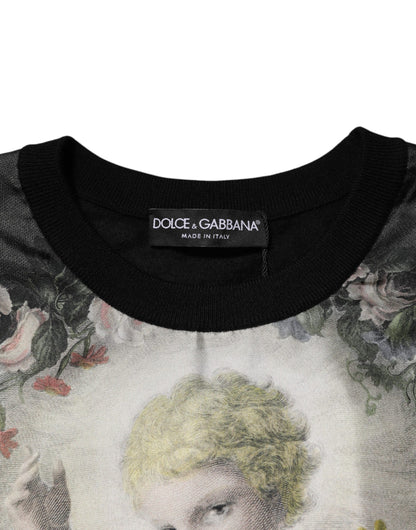 Dolce &amp; Gabbana Black Cashmere Cherub Print Baroque Sweater
