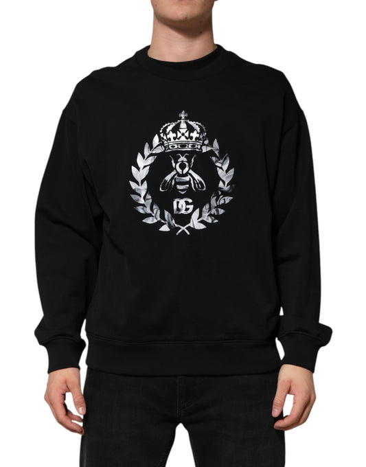 Dolce &amp; Gabbana Black Cotton DG Logo Crew Sweatshirt Sweater