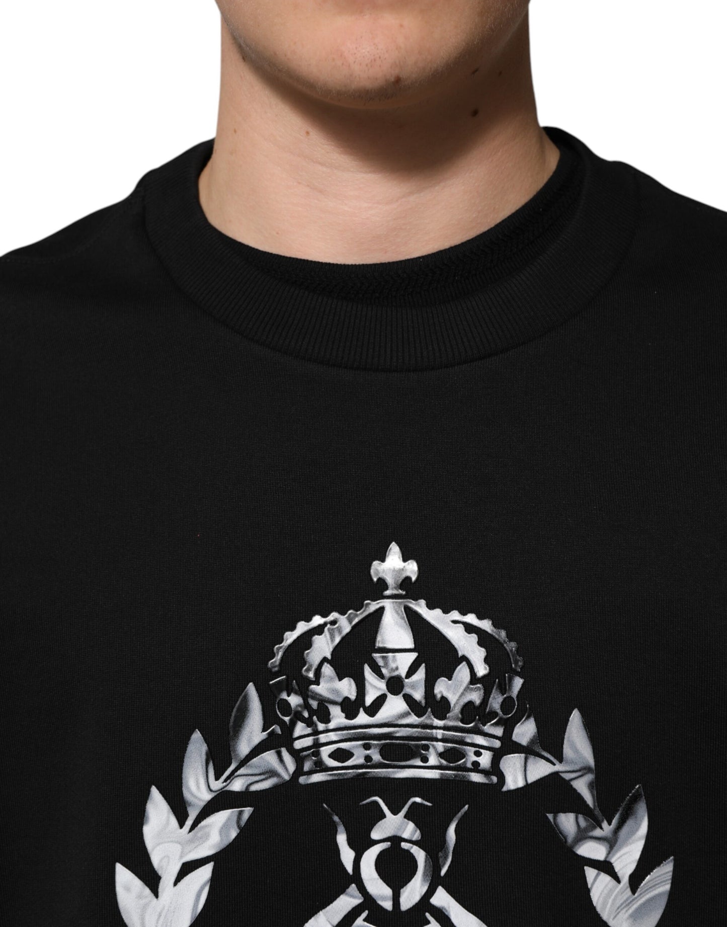 Dolce &amp; Gabbana Black Cotton DG Logo Crew Sweatshirt Sweater