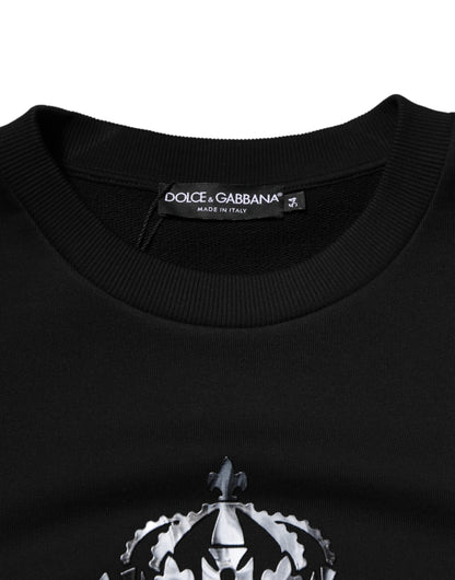 Dolce &amp; Gabbana Black Cotton DG Logo Crew Sweatshirt Sweater
