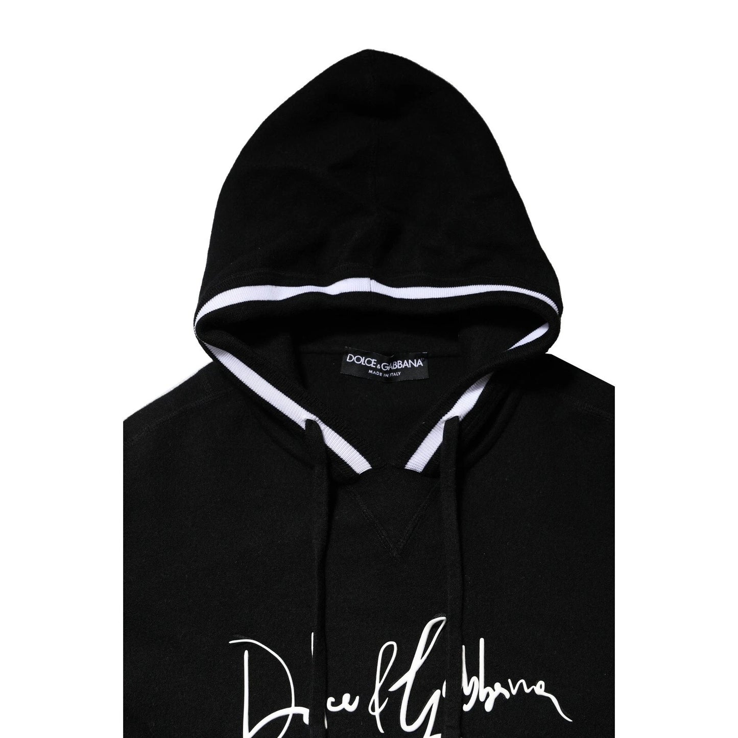 Dolce &amp; Gabbana Black Hooded Logo Print Sweatshirt Sweater