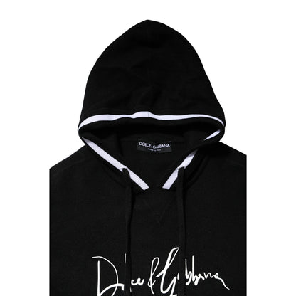 Dolce &amp; Gabbana Black Hooded Logo Print Sweatshirt Sweater