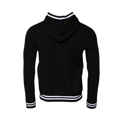 Dolce &amp; Gabbana Black Hooded Logo Print Sweatshirt Sweater