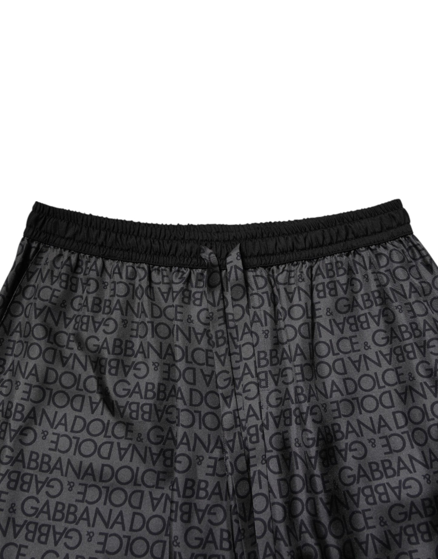 Dolce &amp; Gabbana Gray Black Silk DG Logo Men Bermuda Shorts