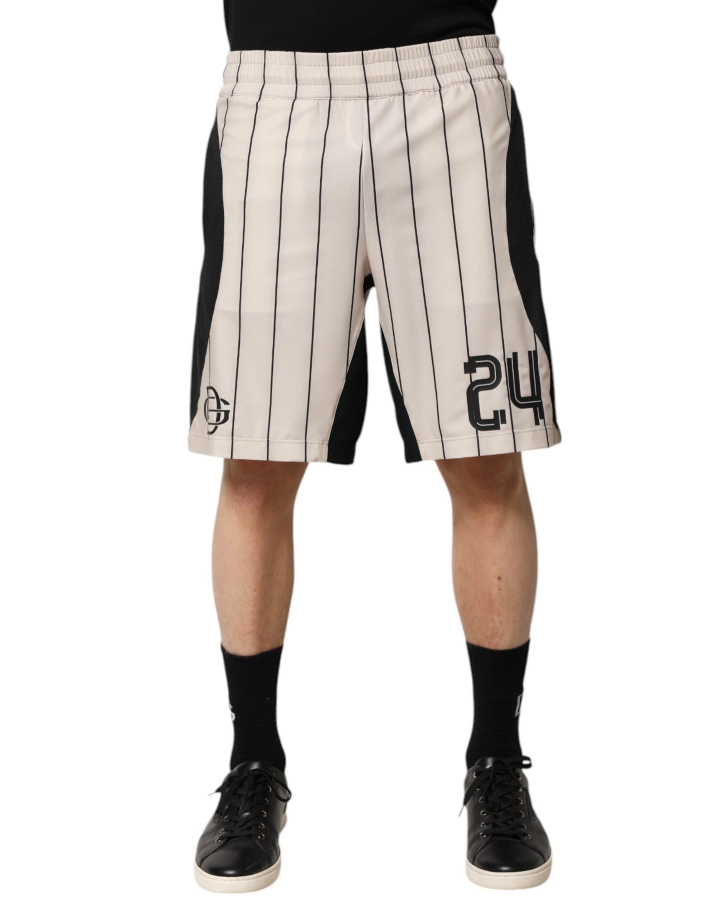 Dolce &amp; Gabbana Off White Polyester DG Logo Sweatshorts Shorts