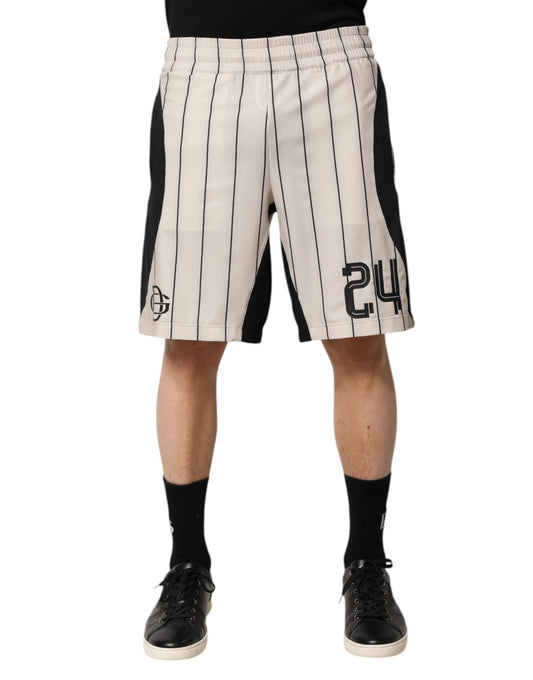 Dolce &amp; Gabbana Off White Polyester DG Logo Sweatshorts Shorts