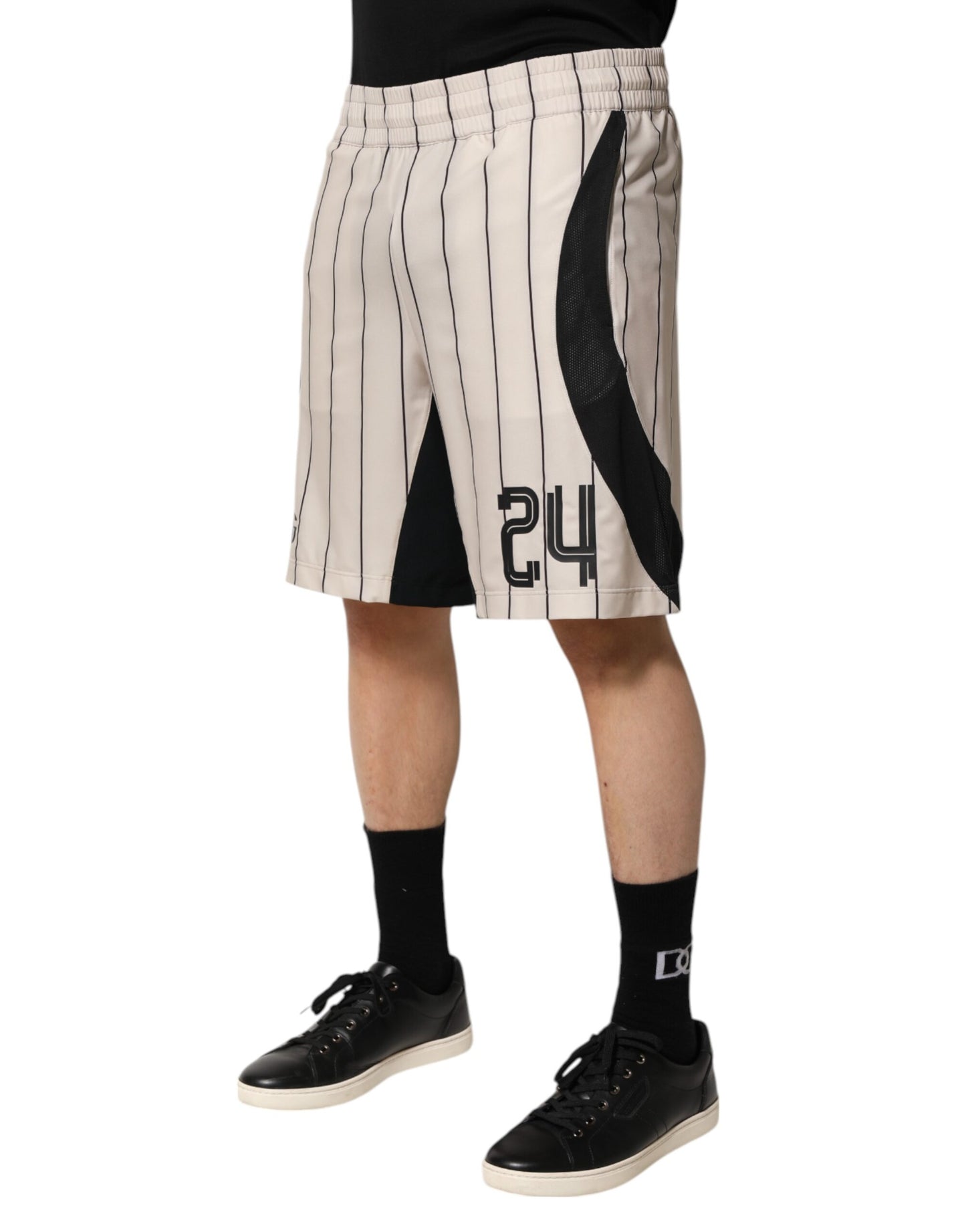 Dolce &amp; Gabbana Off White Polyester DG Logo Sweatshorts Shorts