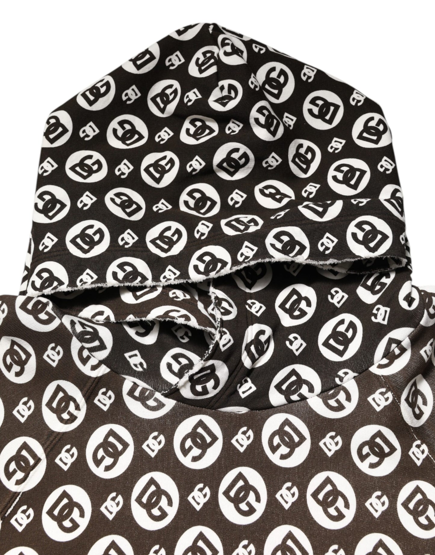 Dolce &amp; Gabbana Brown White DG Logo Short Hoodie Sweater