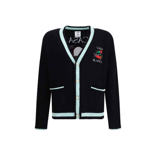 Casablanca Merino Wool Embroidered Cardigan Pearl Button