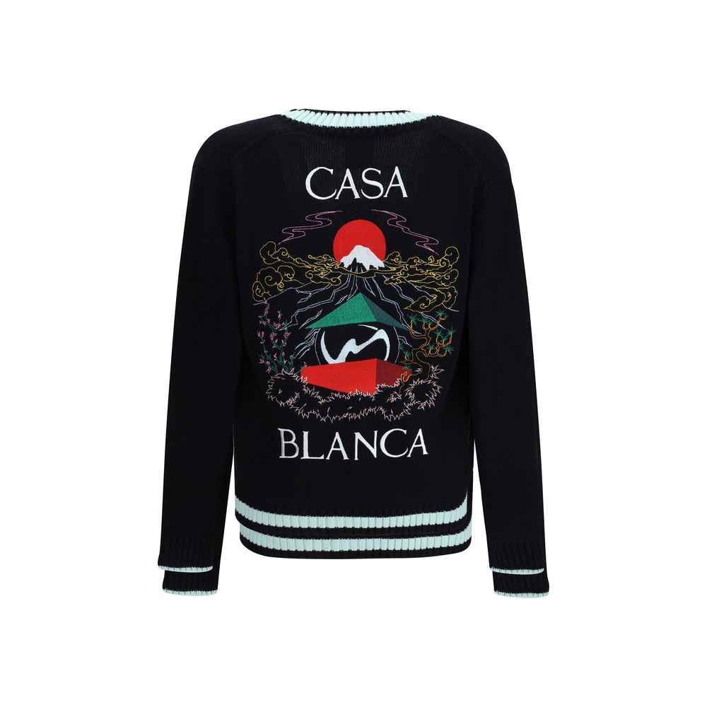 Casablanca Merino Wool Embroidered Cardigan Pearl Button