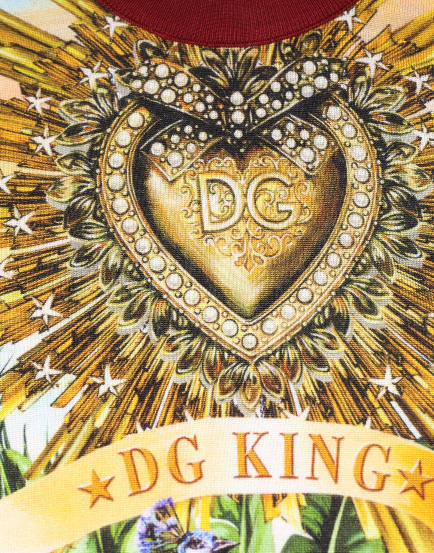 Dolce &amp; Gabbana Tropical Heart Crown Silk Pullover Sweater