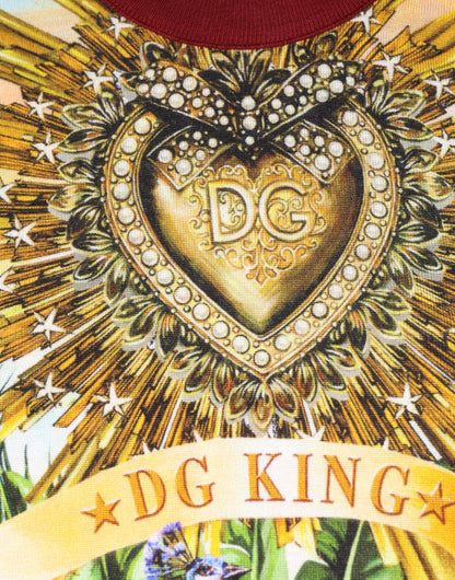 Dolce &amp; Gabbana Tropical Heart Crown Silk Pullover Sweater