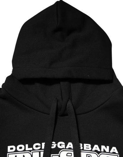 Dolce &amp; Gabbana Black Cotton DG Milano Logo Print Hoodie Sweater