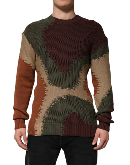 Dolce &amp; Gabbana Multicolor Cotton Abstract Men Pullover Sweater