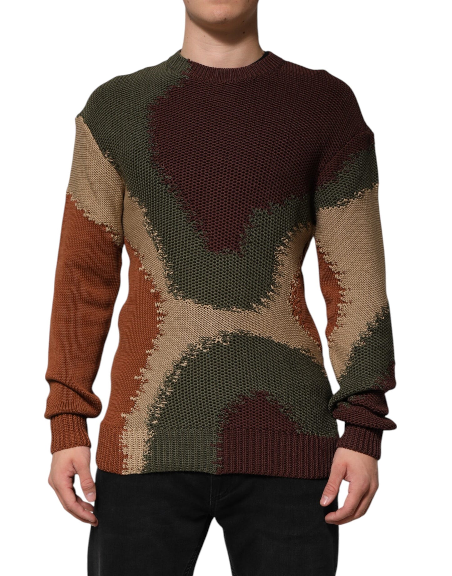 Dolce &amp; Gabbana Multicolor Cotton Abstract Men Pullover Sweater