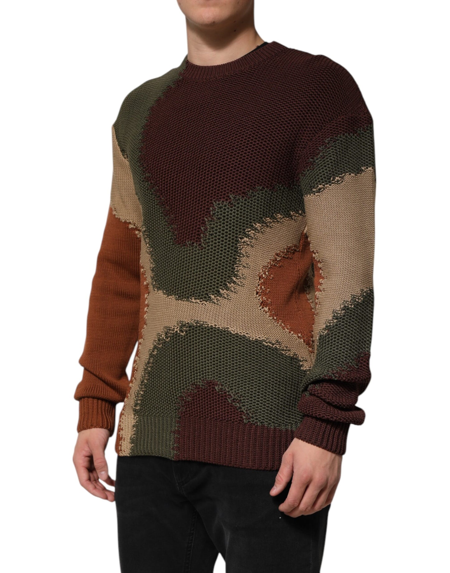Dolce &amp; Gabbana Multicolor Cotton Abstract Men Pullover Sweater