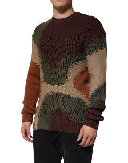 Dolce &amp; Gabbana Multicolor Cotton Abstract Men Pullover Sweater