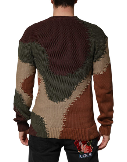 Dolce &amp; Gabbana Multicolor Cotton Abstract Men Pullover Sweater