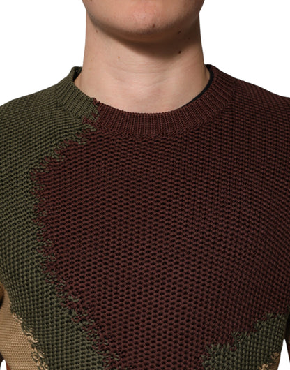 Dolce &amp; Gabbana Multicolor Cotton Abstract Men Pullover Sweater