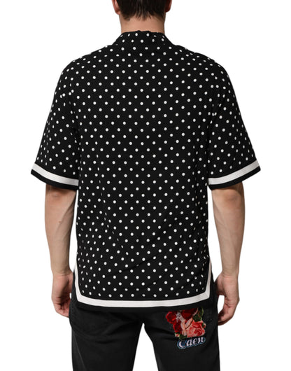 Dolce &amp; Gabbana Black Polka Dot Short Sleeves Collared Polo T-shirt