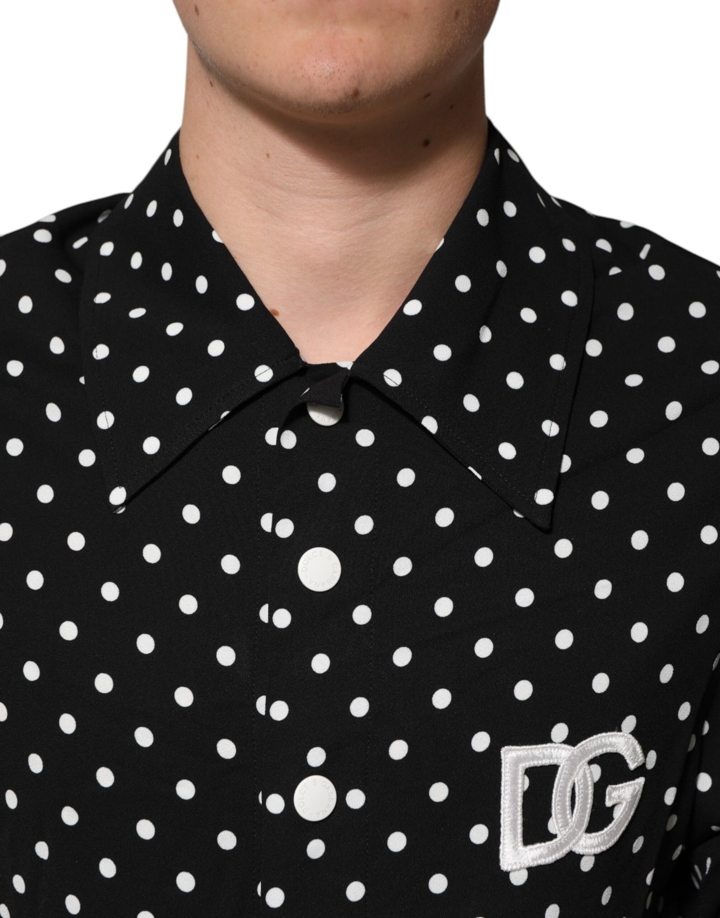 Dolce &amp; Gabbana Black Polka Dot Short Sleeves Collared Polo T-shirt