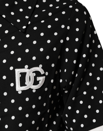 Dolce &amp; Gabbana Black Polka Dot Short Sleeves Collared Polo T-shirt