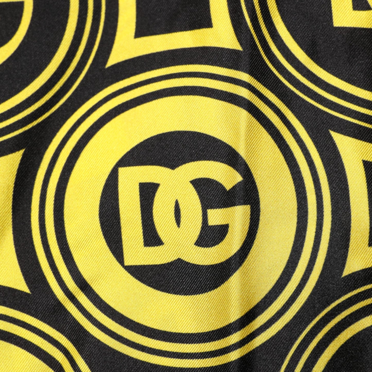 Dolce &amp; Gabbana Yellow Silk Silver DG Logo Geometric T-shirt