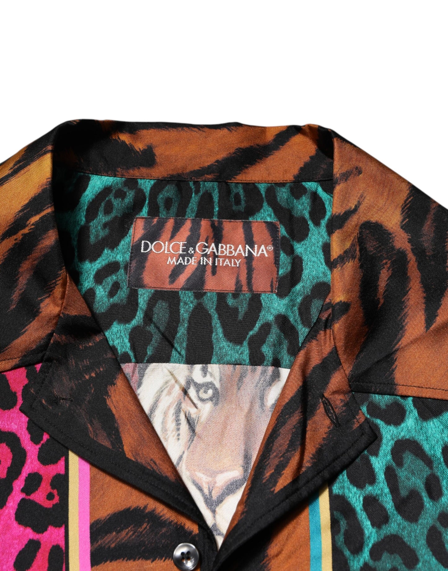 Dolce &amp; Gabbana Multicolor Silk Tiger Print Hawaiian T-shirt