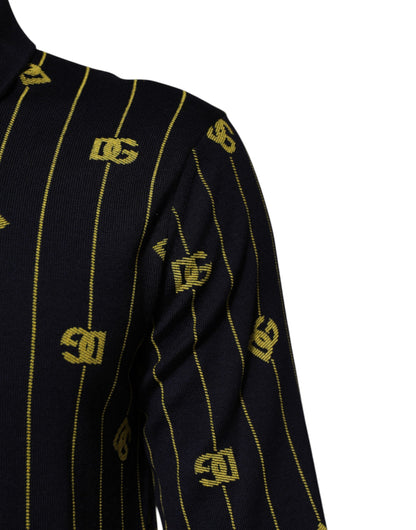 Dolce &amp; Gabbana Black Logo Jacquard Knitted Polo Shirt T-shirt