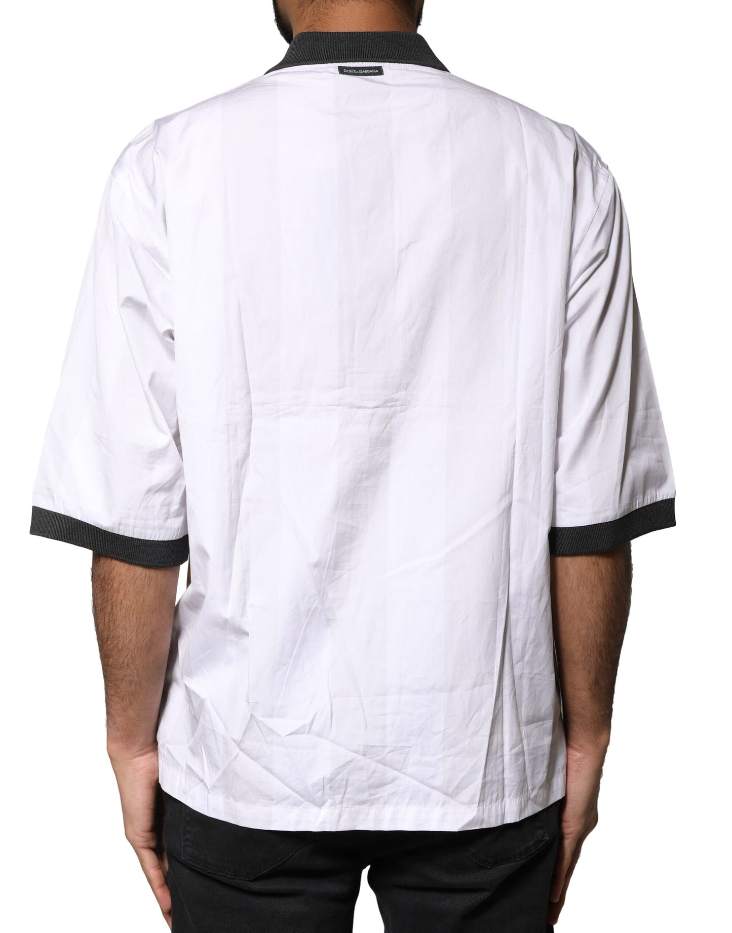 Dolce &amp; Gabbana White Sketch Print Oversized Mens Polo T-shirt