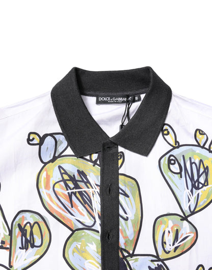 Dolce &amp; Gabbana White Sketch Print Oversized Mens Polo T-shirt