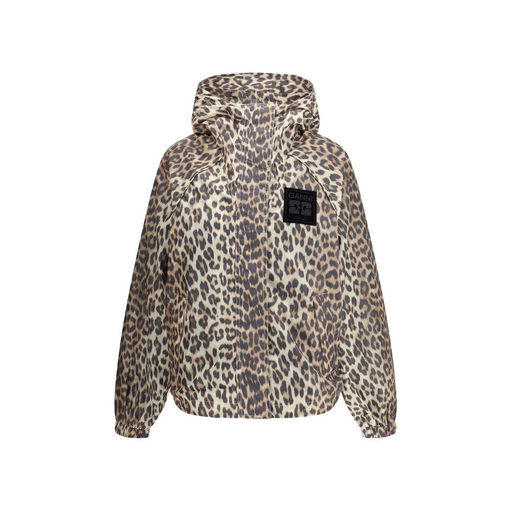 Ganni Leopard Raincoat Jacket