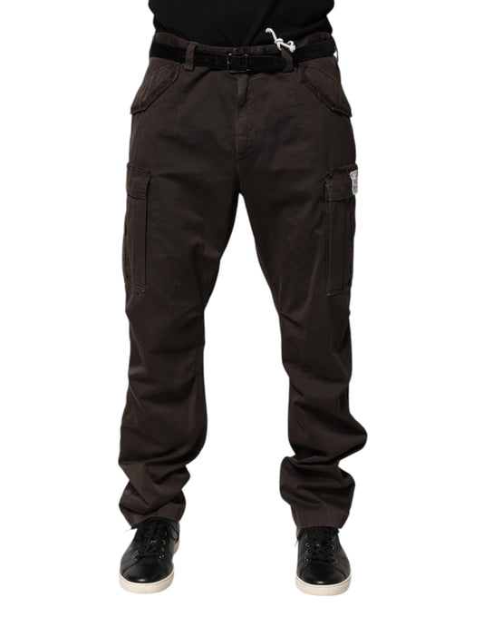 Dolce &amp; Gabbana Brown Cotton Stretch Cargo Men Trouser Pants