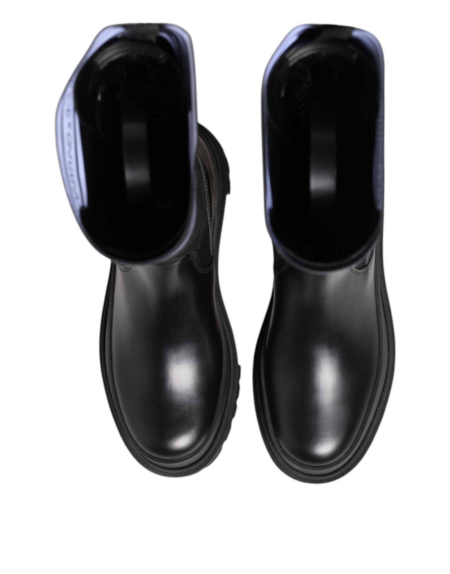 Dolce &amp; Gabbana Black White Polyester Socks High Boots Shoes