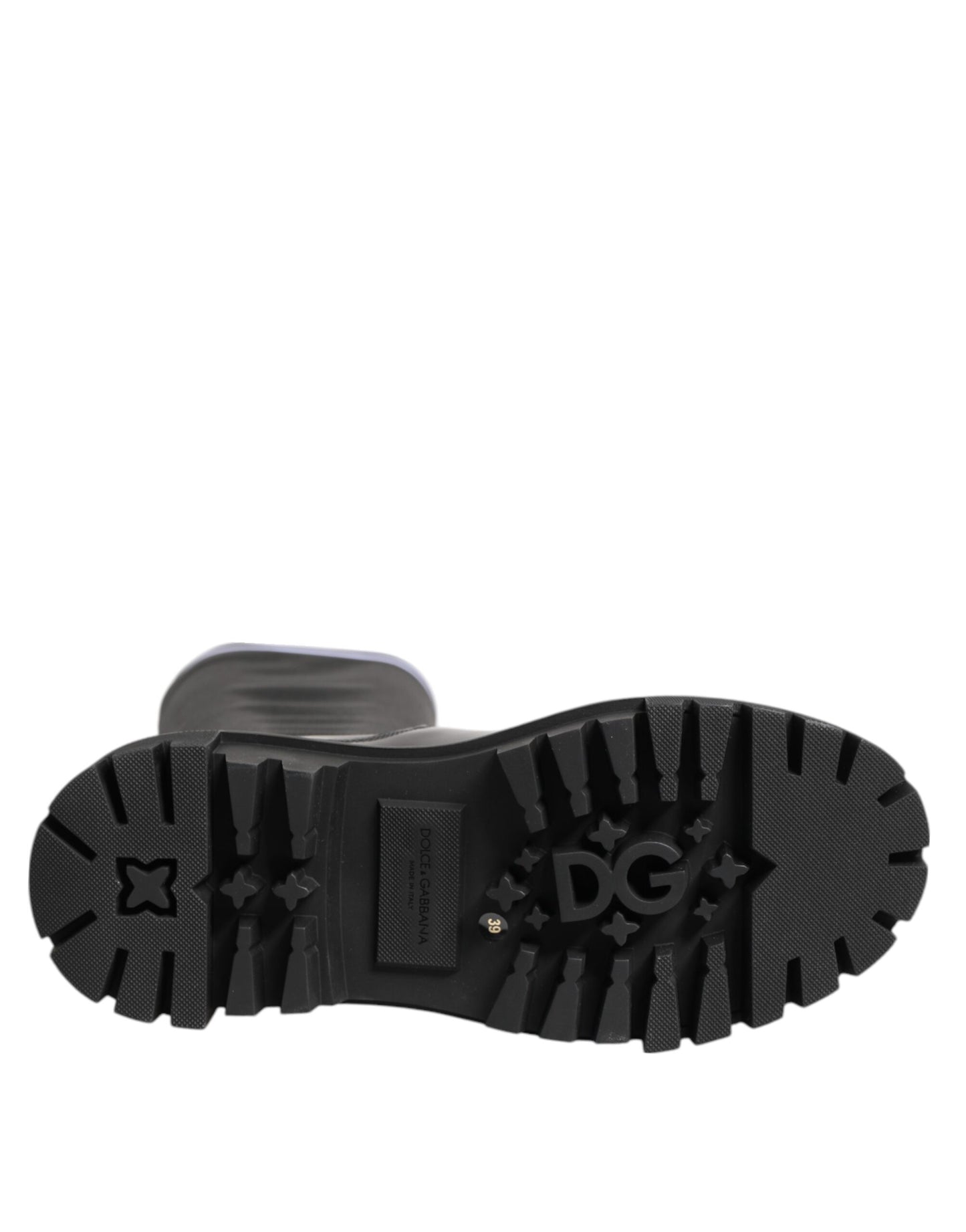 Dolce &amp; Gabbana Black White Polyester Socks High Boots Shoes
