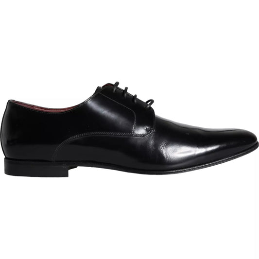 Dolce &amp; Gabbana Black Calfskin Leather Derby Shoes