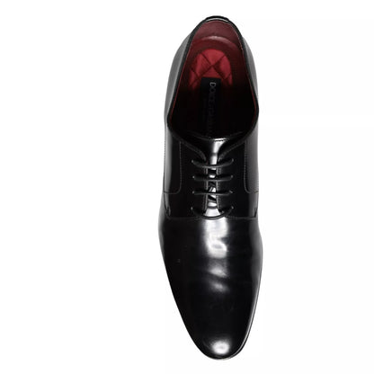 Dolce &amp; Gabbana Black Calfskin Leather Derby Shoes