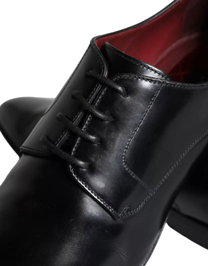 Dolce &amp; Gabbana Black Calfskin Leather Derby Shoes