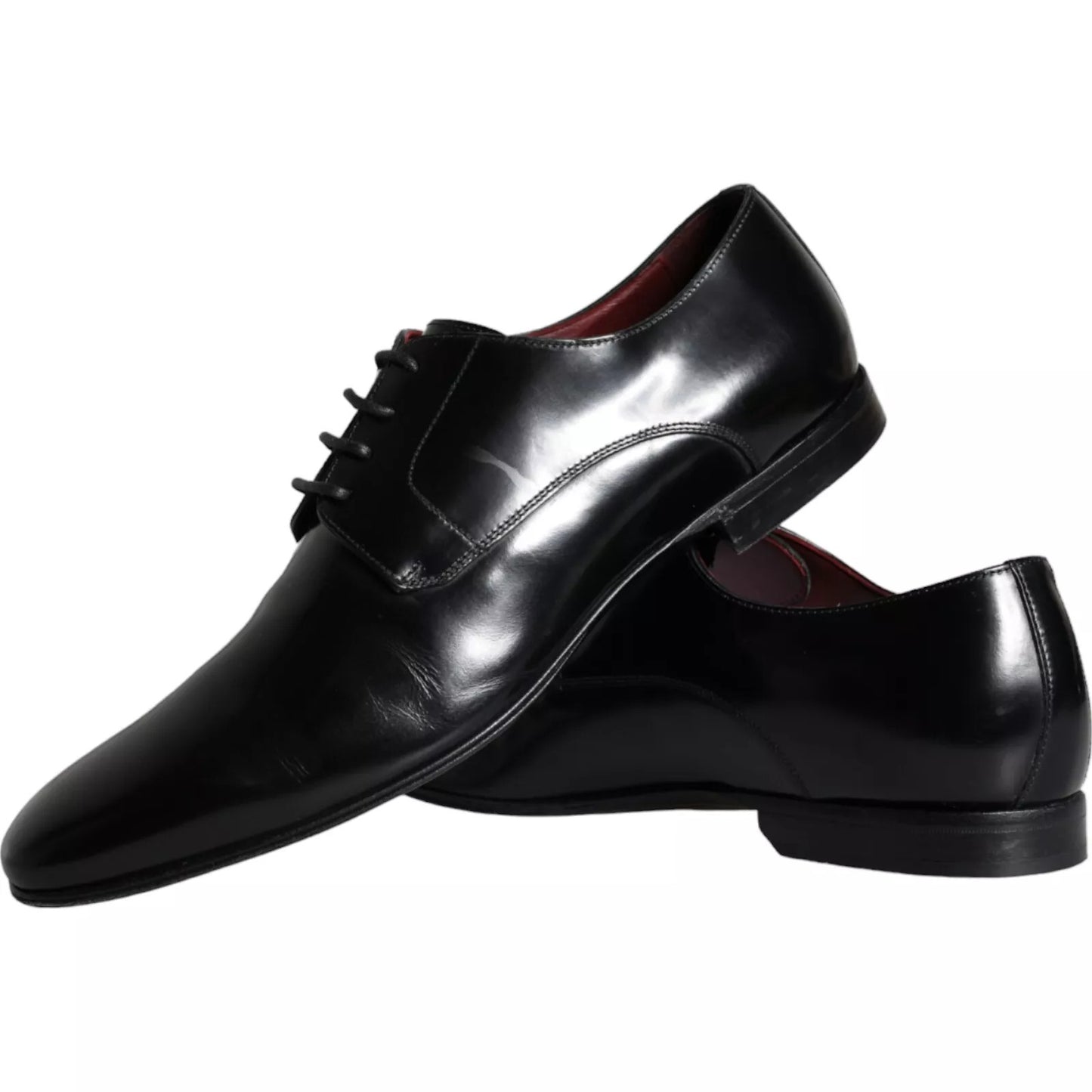 Dolce &amp; Gabbana Black Calfskin Leather Derby Shoes