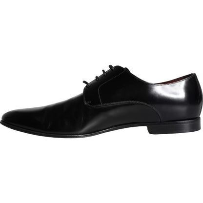 Dolce &amp; Gabbana Black Calfskin Leather Derby Shoes