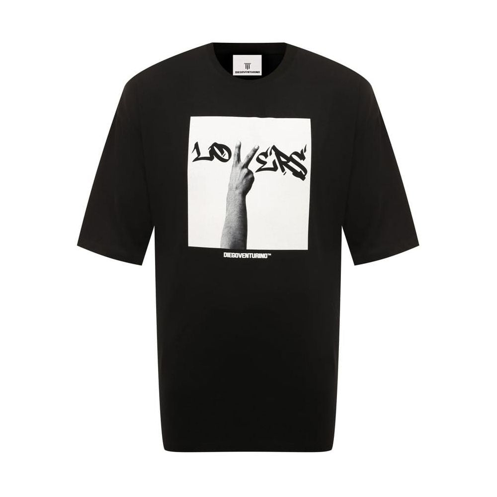 Diego Venturino Black Cotton T-Shirt by Diego Venturino