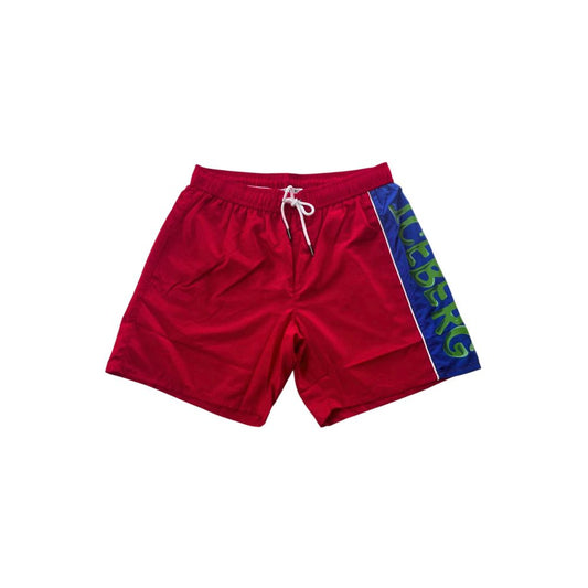 Short de bain homme en polyester rouge Iceberg