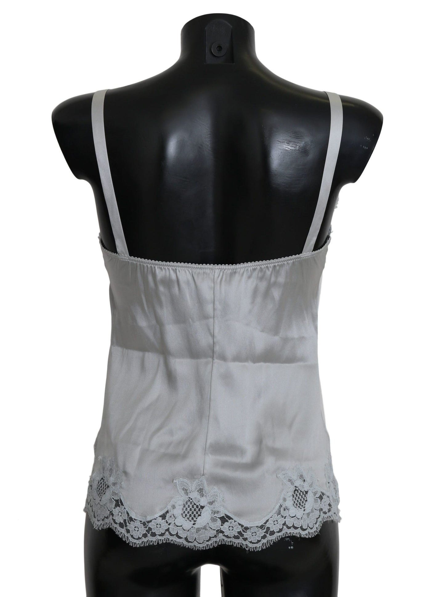 Robe chemise en soie stretch et dentelle florale Dolce &amp; Gabbana