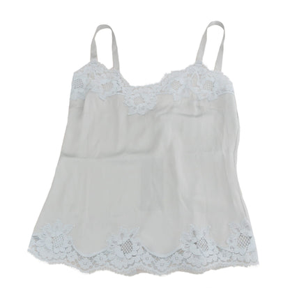 Robe chemise en soie stretch et dentelle florale Dolce &amp; Gabbana