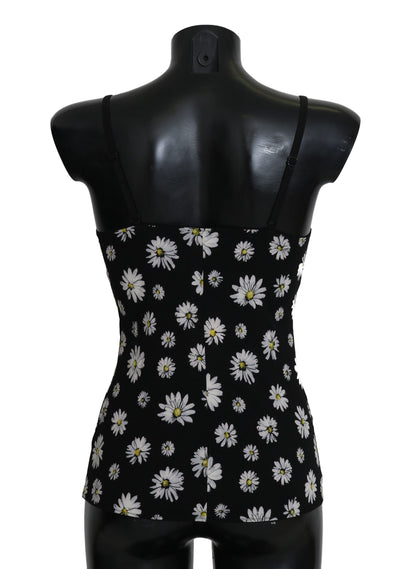Robe chemise élégante en dentelle à fleurs noires Dolce &amp; Gabbana