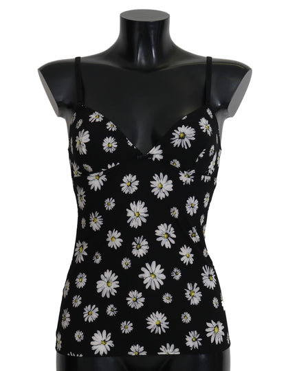 Robe chemise élégante en dentelle à fleurs noires Dolce &amp; Gabbana
