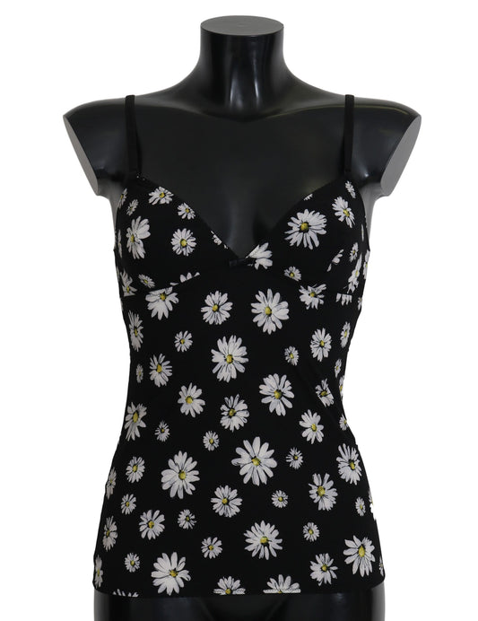 Robe chemise élégante en dentelle à fleurs noires Dolce &amp; Gabbana