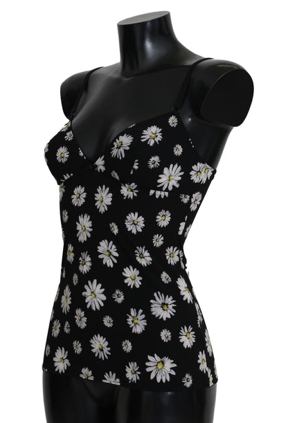 Robe chemise élégante en dentelle à fleurs noires Dolce &amp; Gabbana