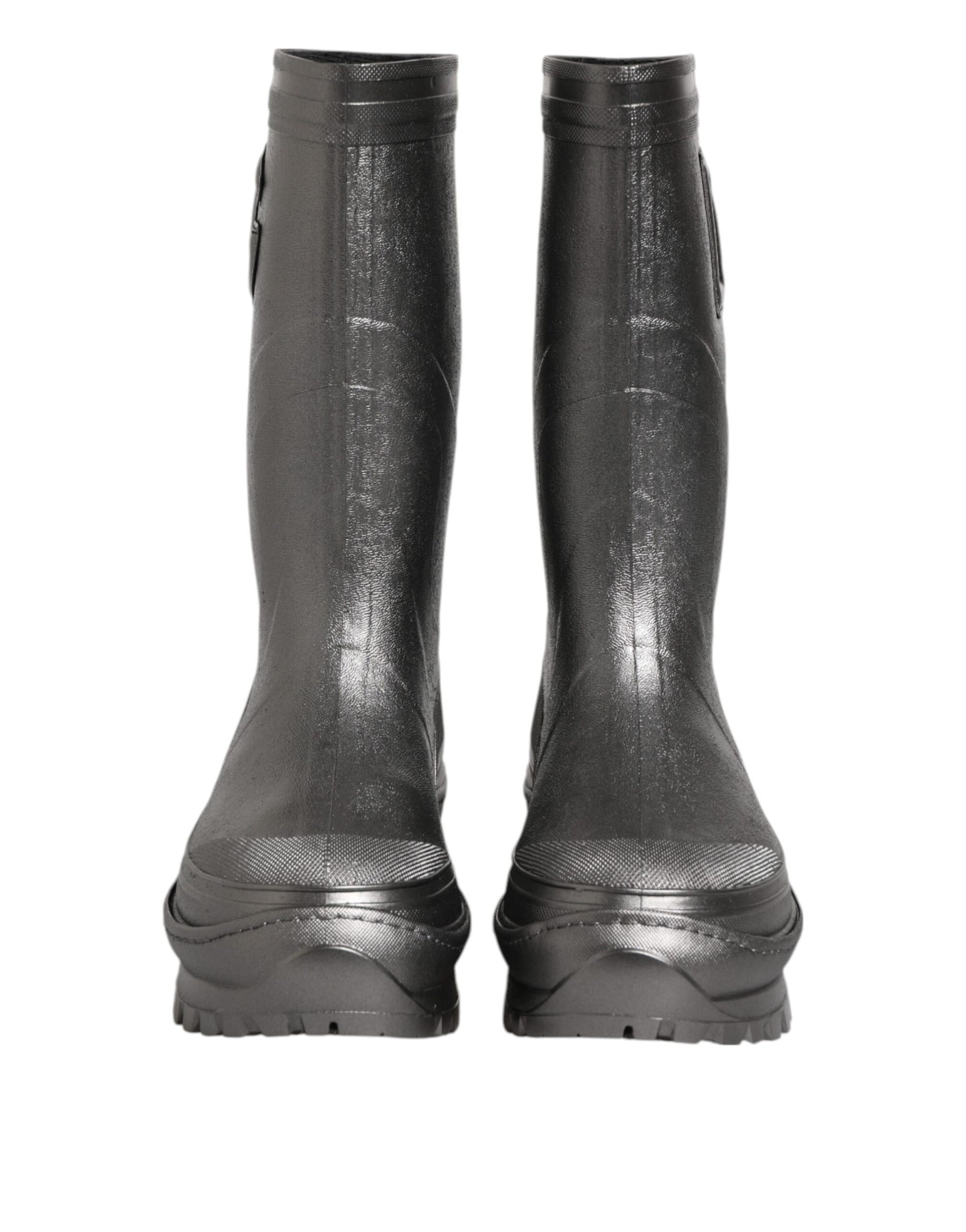 Dolce &amp; Gabbana Black Argento Pull On Rain Boots Shoes